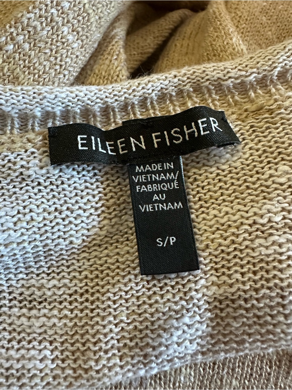 Eileen fisher Organic Cotton Linen Slub Top sweater beige tan size small - Picture 2 of 8